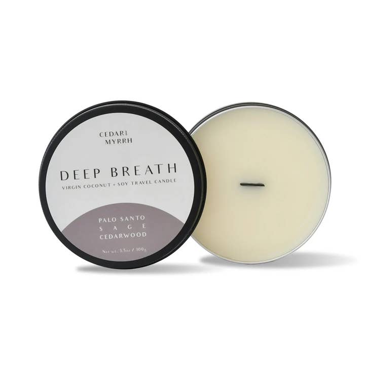 Vela de bienestar Deep Breath, tamaño de viaje para venta al por mayor de Cedar and Myrrh