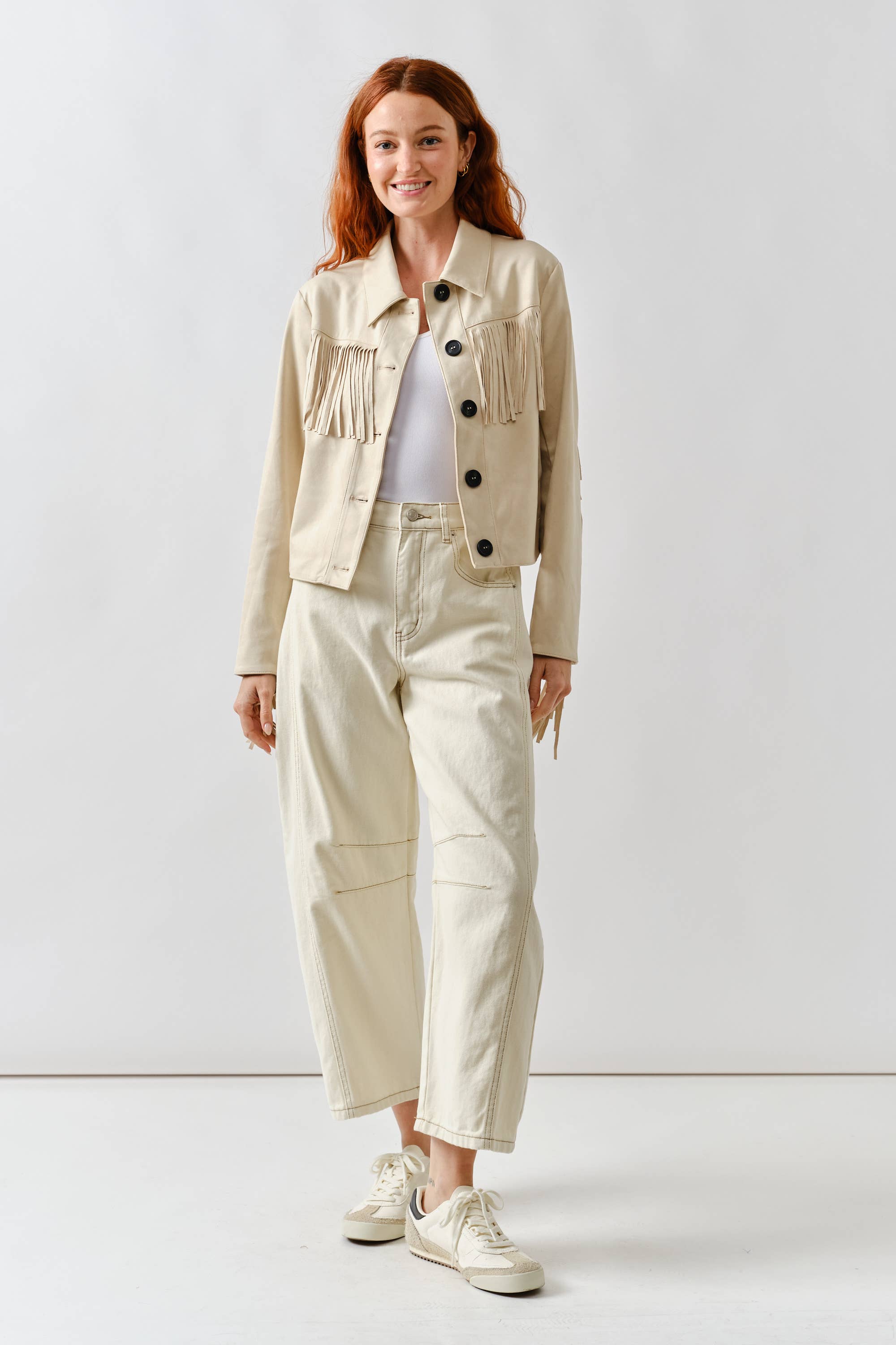 Aaron & Amber - Wholesale Leather Jacket - Women's - MAJ3277 FAUX SUEDE FRINGE JACKET23