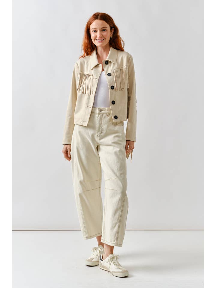 Aaron & Amber - Wholesale Leather Jacket - Women's - MAJ3277 FAUX SUEDE FRINGE JACKET23