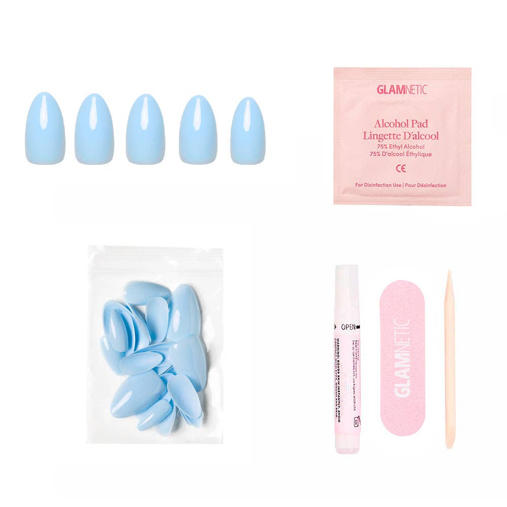 Glamnetic - Wholesale Press-On/Fake Nails - Soft Blue Press-On Nails | Short Almond Solid Nail3