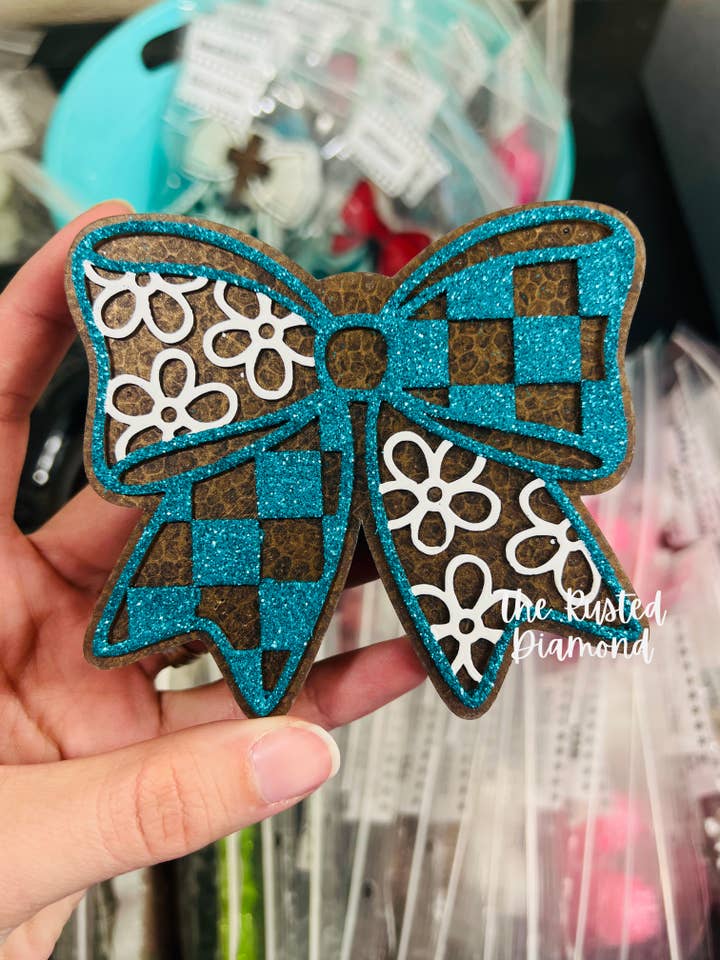 Checkered Flower Bow for wholesale by The Rusted Diamond