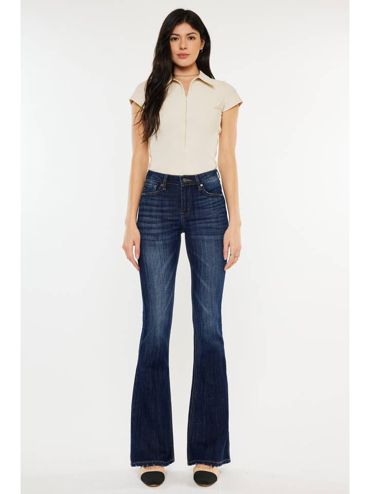 DARK OPEN PACK MID RISE FLARE JEANS-KC6102LOH for wholesale on Faire6