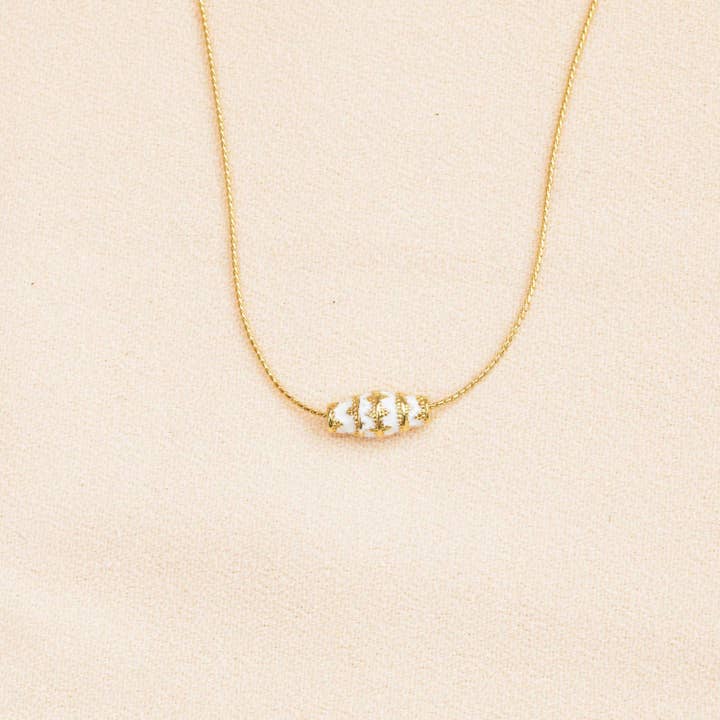 Necklaces Corinthe ecru thin necklace for wholesale by Olivolga Bijoux