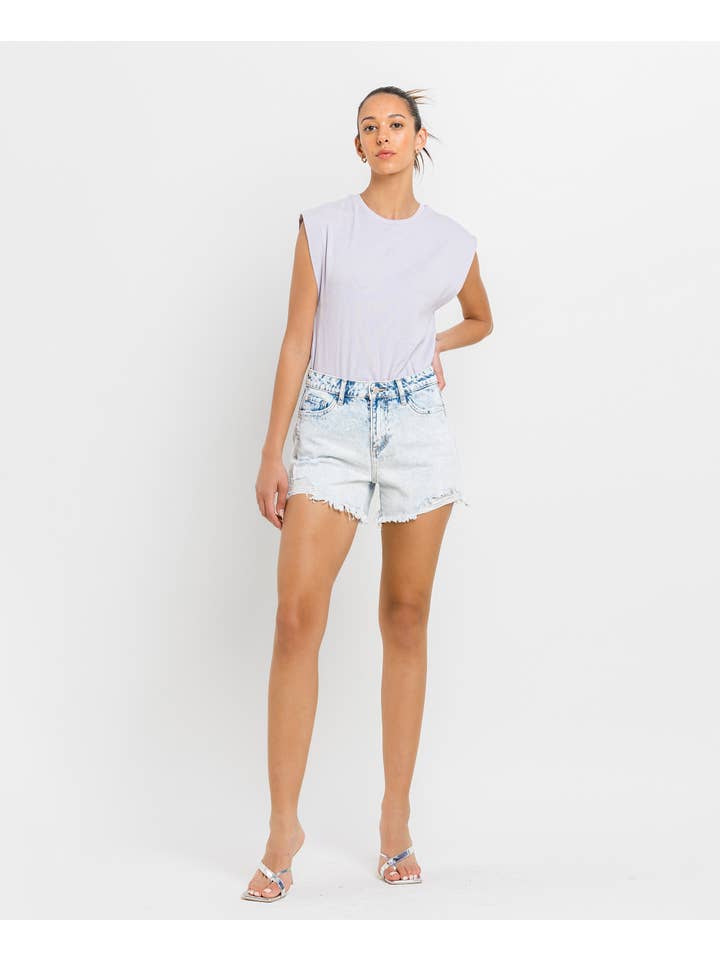 MIRACULOUS HIGH RISE DISTRESSED SHORTS V2810 for wholesale on Faire