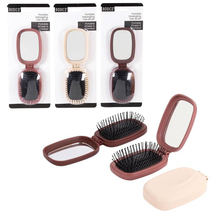 Bodico - Wholesale Hair Brush/Comb - Bodico, Flex-Bristle Detangler Hairbrush, Travel, 3 asst