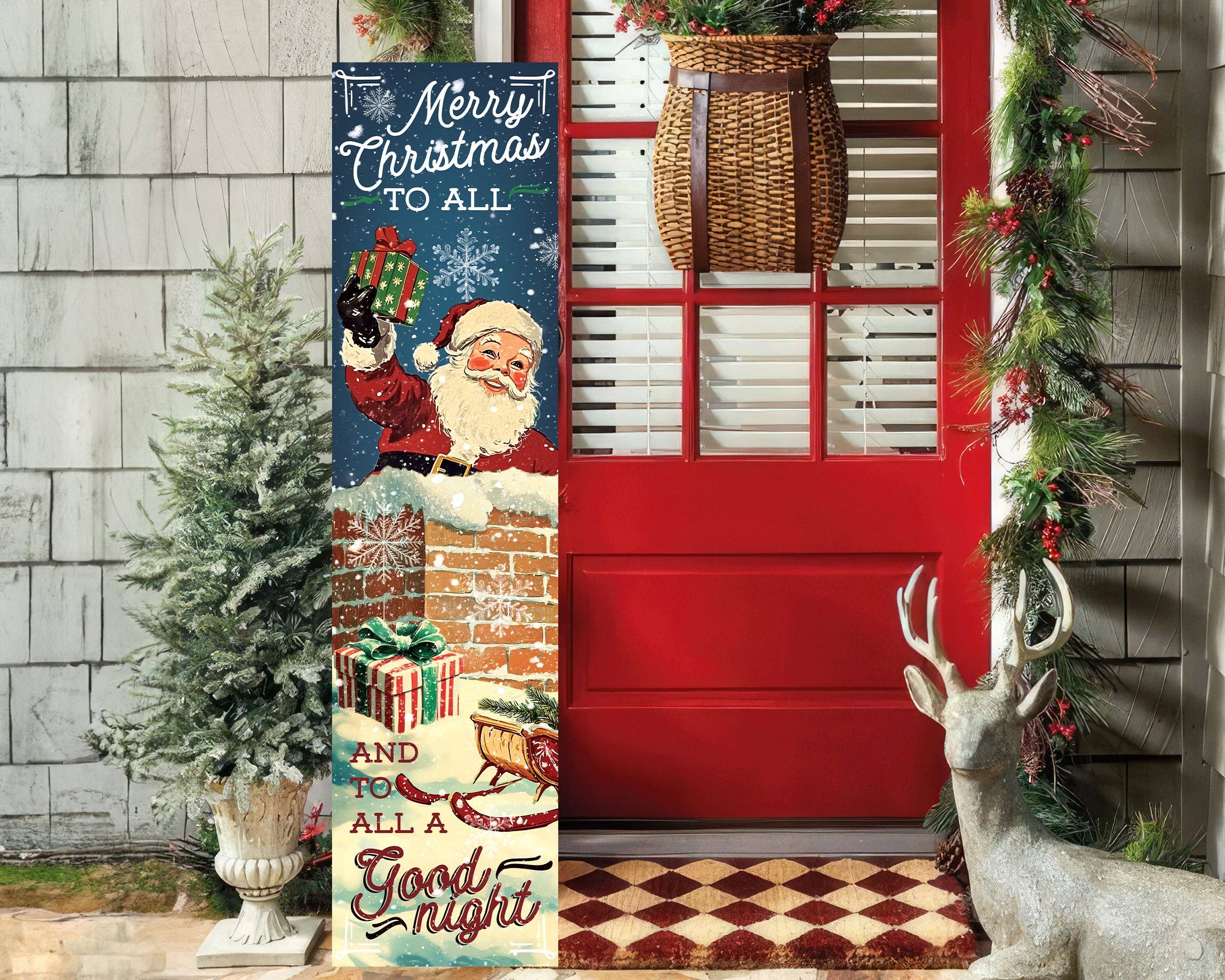 TX USA Corporation - Venta al por mayor Decoración navideña - Cartel de Porche de Santa Clásico Vintage | Decoración Navideña Festiva para Exteriores7