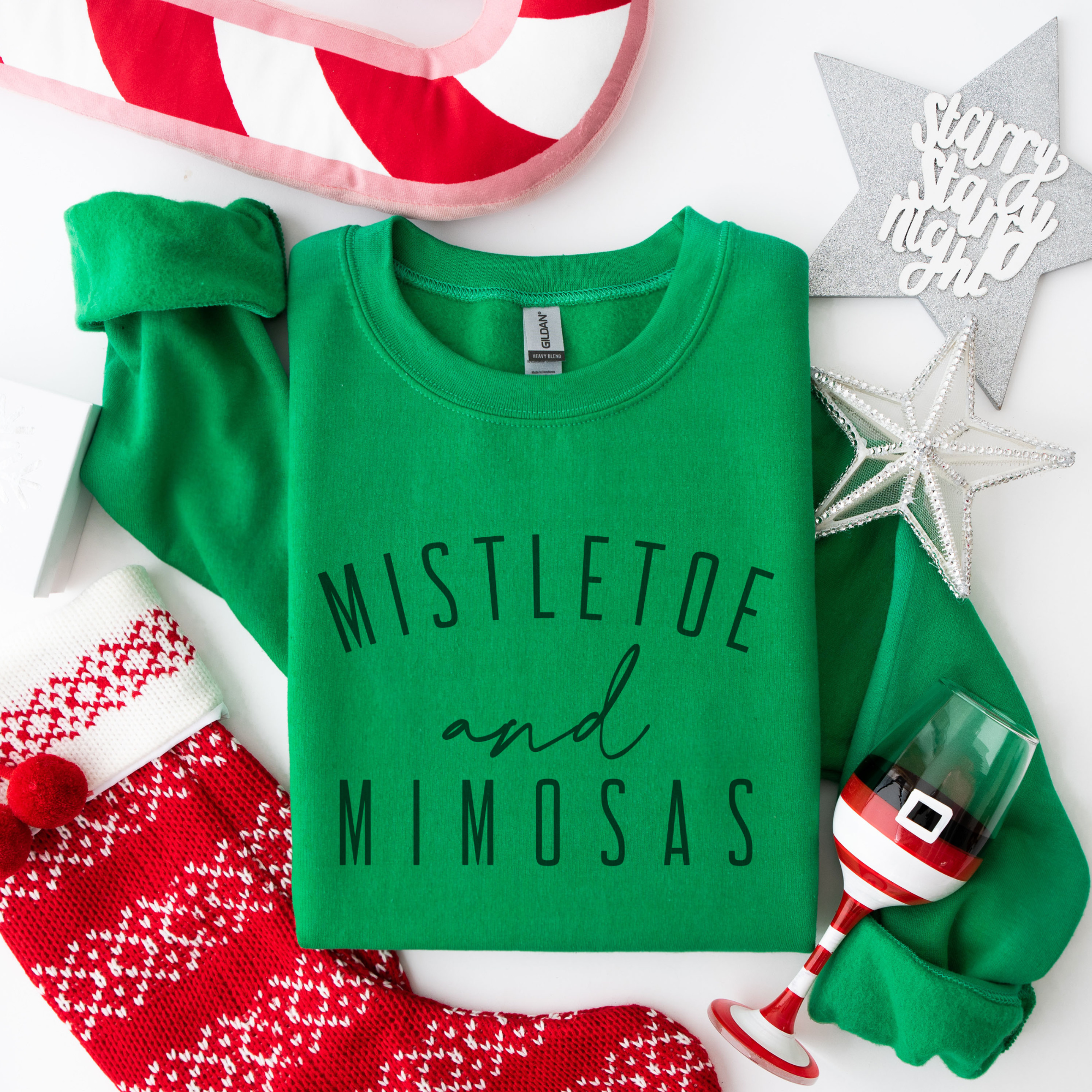 Trendznmore - Modern Graphic Apparel - Wholesale Graphic Sweatshirt - Women's - Mistletoe and Mimosas Christmas Crewneck Sweatshirt3