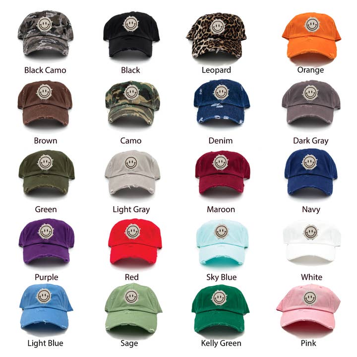 Chapeaux Smiley Face Patch pour la vente par Cotton Mule
