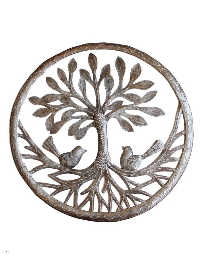 Haitian Tree of Life Metal Art - Round for wholesale by Vi Bella