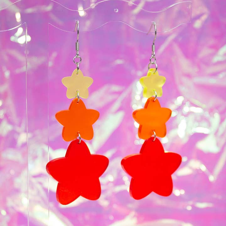 Starburst Drop Earrings Laser Cut Acrylic for wholesale by Kitschy