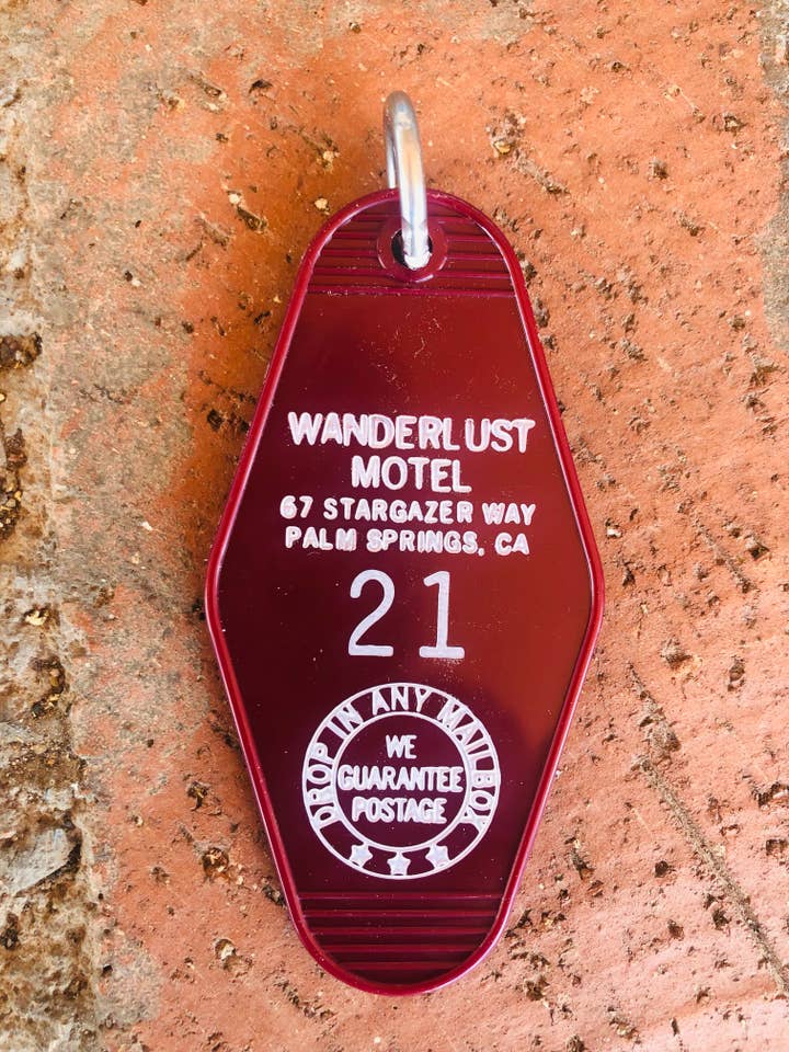 Wanderlust Motel Key Chain for wholesale by Vintage Bliss