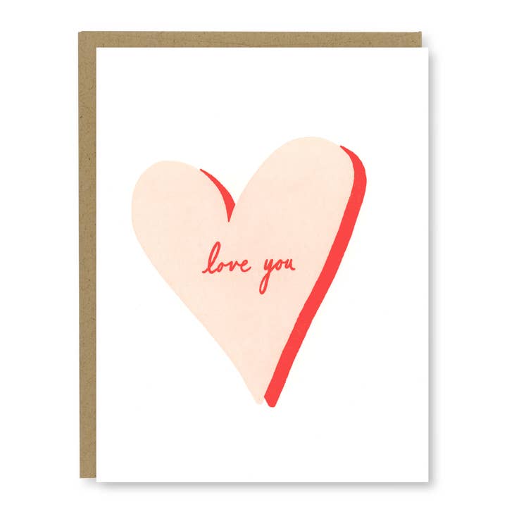 Love You Card | Valentines Day Card | Letterpress Love Card for wholesale by Kindred Letterpress