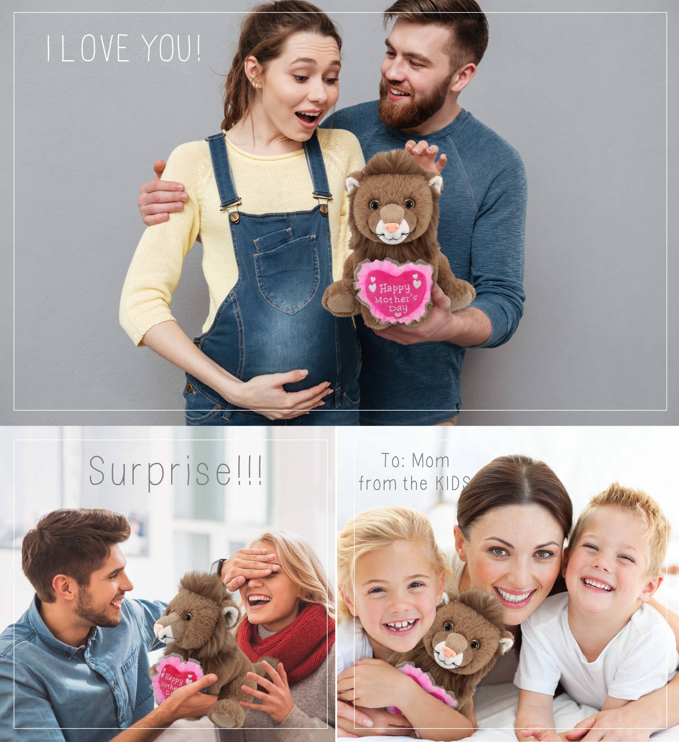 Cota Global – Engroshandel Plyslegetøj - Børn og baby – Plys Mors Dags Hjerte - Superblød Plys - Squat Løve 8"3