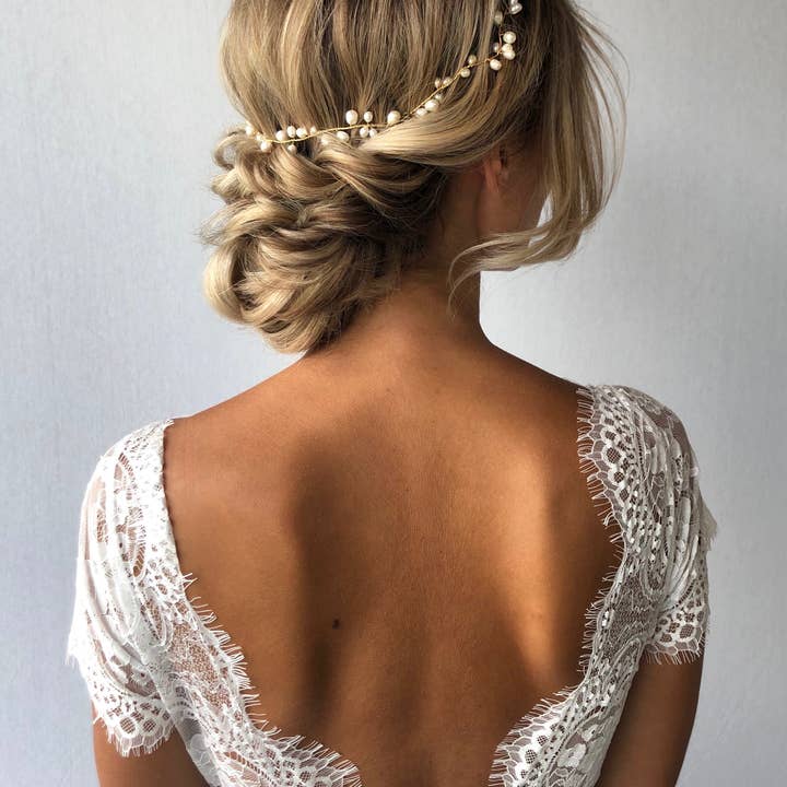 SallyJaneBridal - Wholesale Fashion Headband - Women's - Dinja Hairvine Gold - bridal hair jewelry