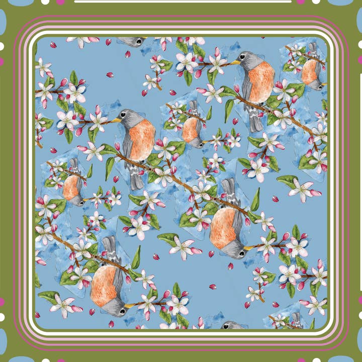 Amerikansk Robin+Apple Blossom Tørklæde for engroshandel hos Adele by Adele Jackson