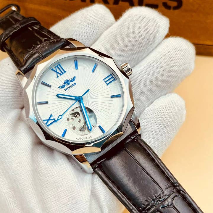 WoodWristCo – wholesale Armbandsur - Herr – WINNER Automatisk Läder Mekanisk Klocka