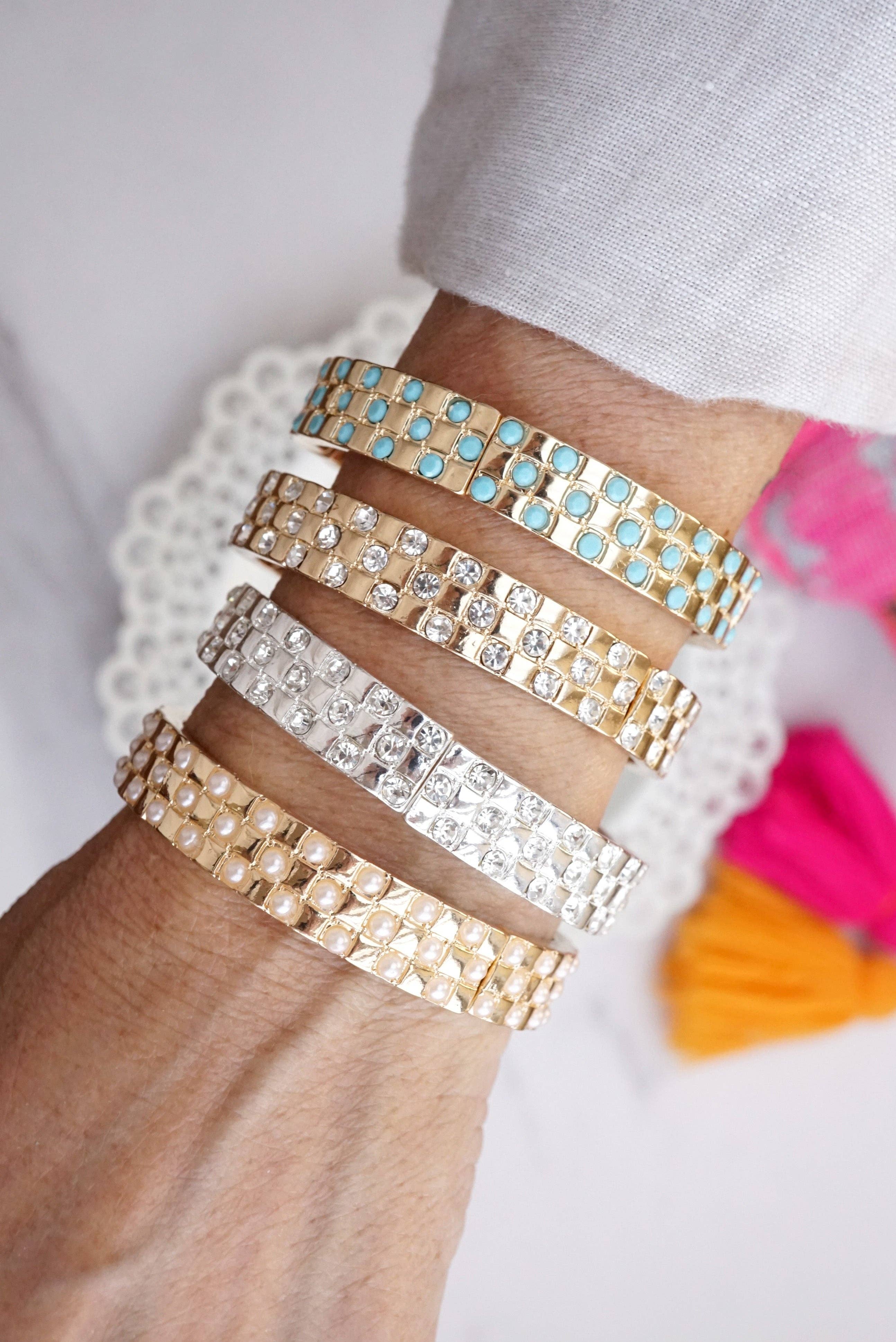 PennyLine inc - Vente Bracelet jonc - Luxe Check – Bracelet extensible en cristal à carreaux5