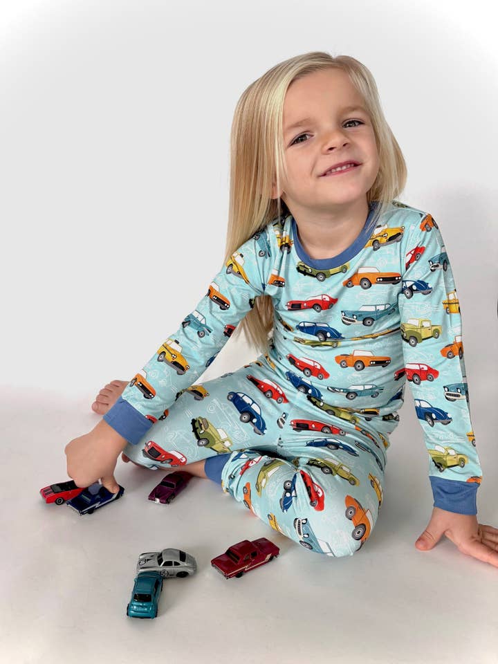 LollyBerry - Wholesale Sleepwear Set - Kids - Vintage Cars Bamboo PJ Two Piece Set0