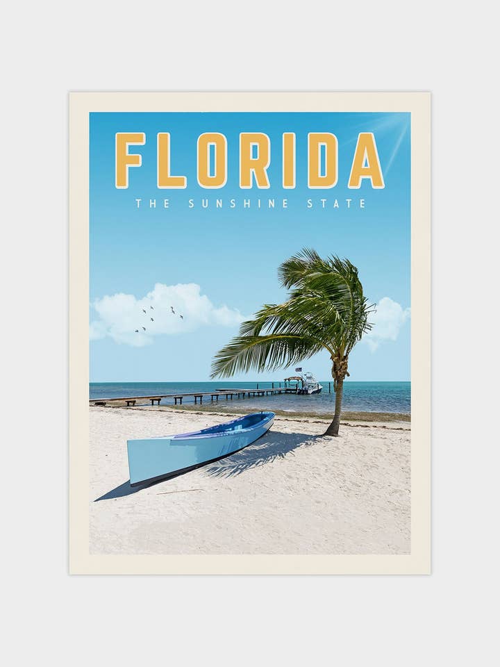 Floride - Imprimé de voyage vintage pour la vente par Vintaprints