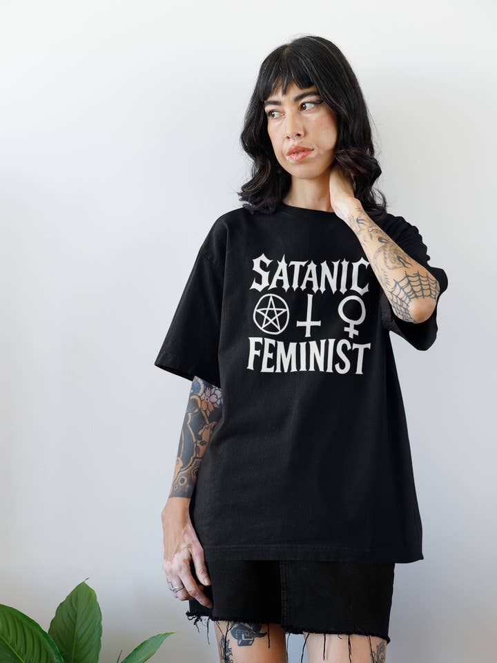 Satanic Feminist, Gothic Feminist Shirt Alternative Occult for wholesale by Wickedly Divine Shop