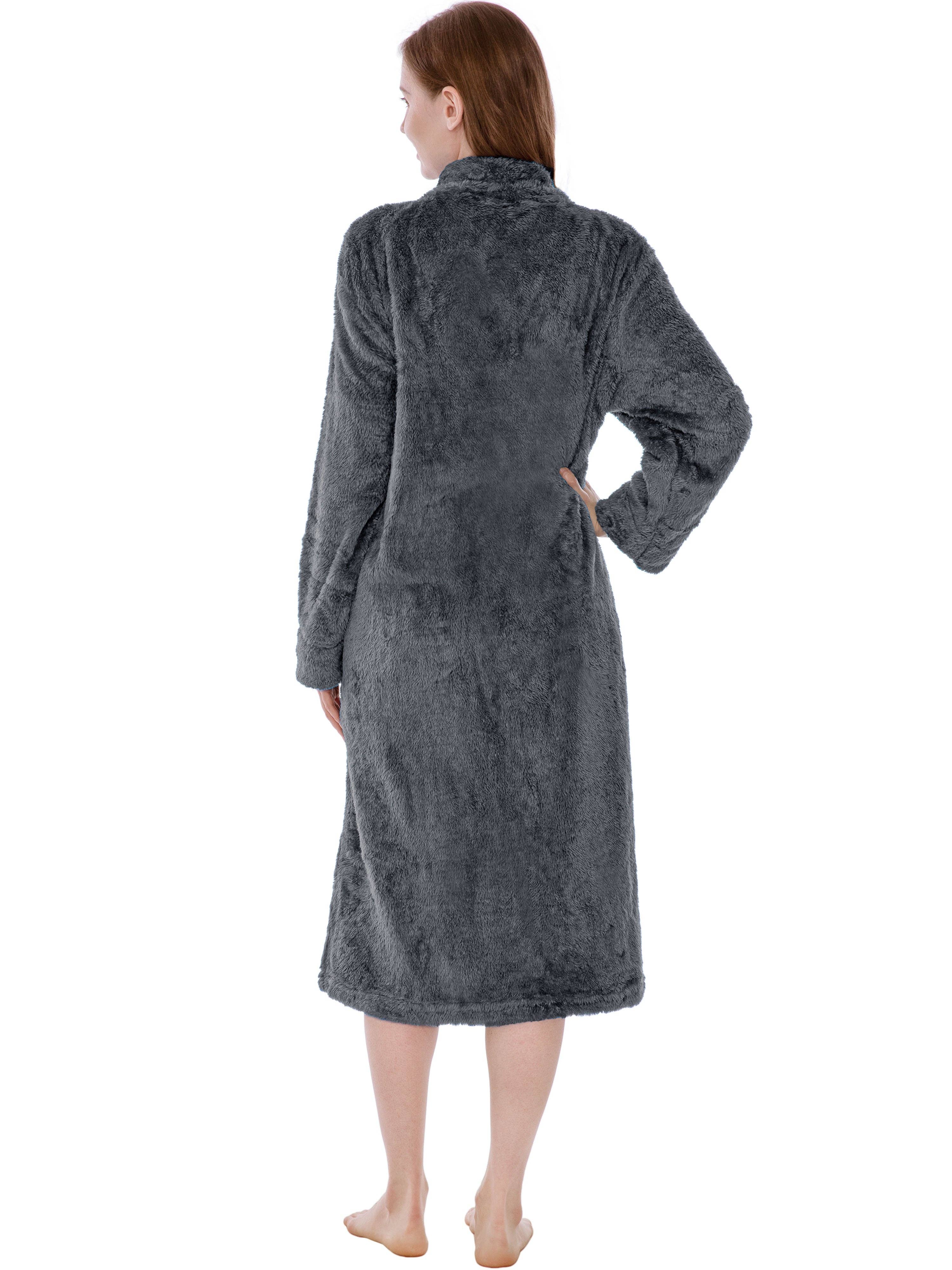 Pavilia - Wholesale Robe - Women's - Women's Sherpa Housecoat Zipper Robe5