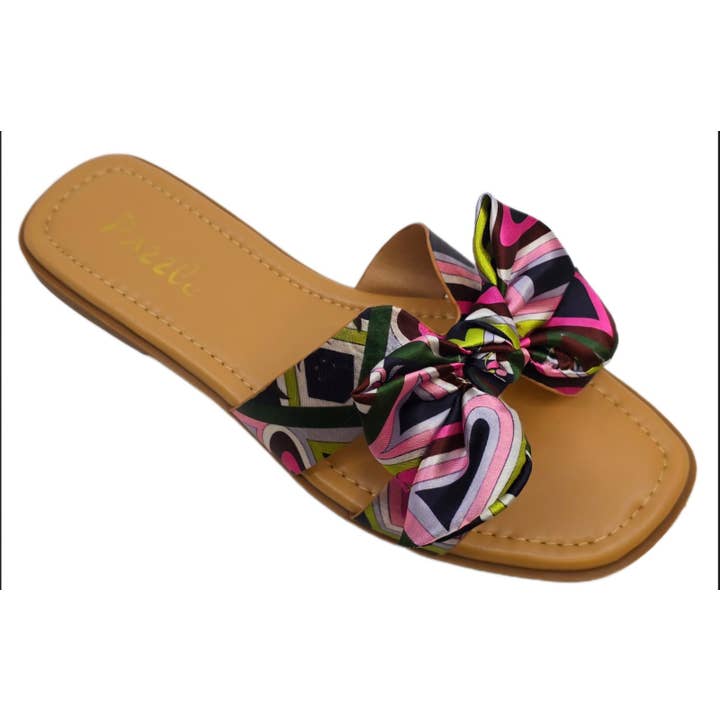 Pazzle - Wholesale Sandals - Women's - Tiana-01 Women's Satin Printed Flat Summer Sandal