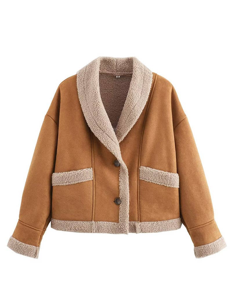 safistyle – wholesale Päls/fuskpäls - Dam – Överdimensionerad Faux Shearling fodrad kappa0