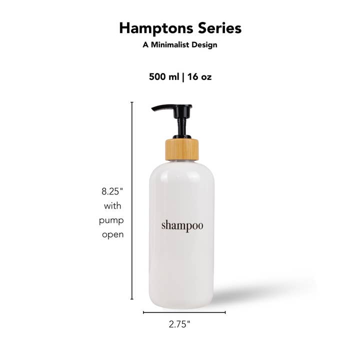 Joie Designs Co. | Refillable Bottles - Wholesale Soap Dispenser - Shampoo & Conditioner Bottle Sets - Refillable | White Dispensers | Bamboo or Plastic Tops7