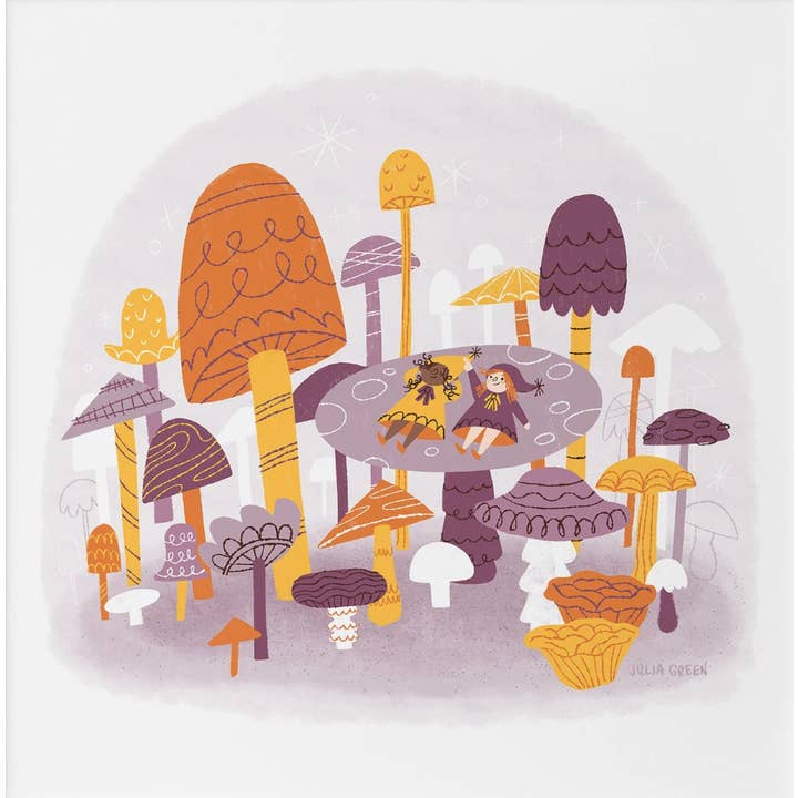 Art Print – 8x8 & 12x12 – Mushroom Explorers for wholesale by Julia Green Illustration