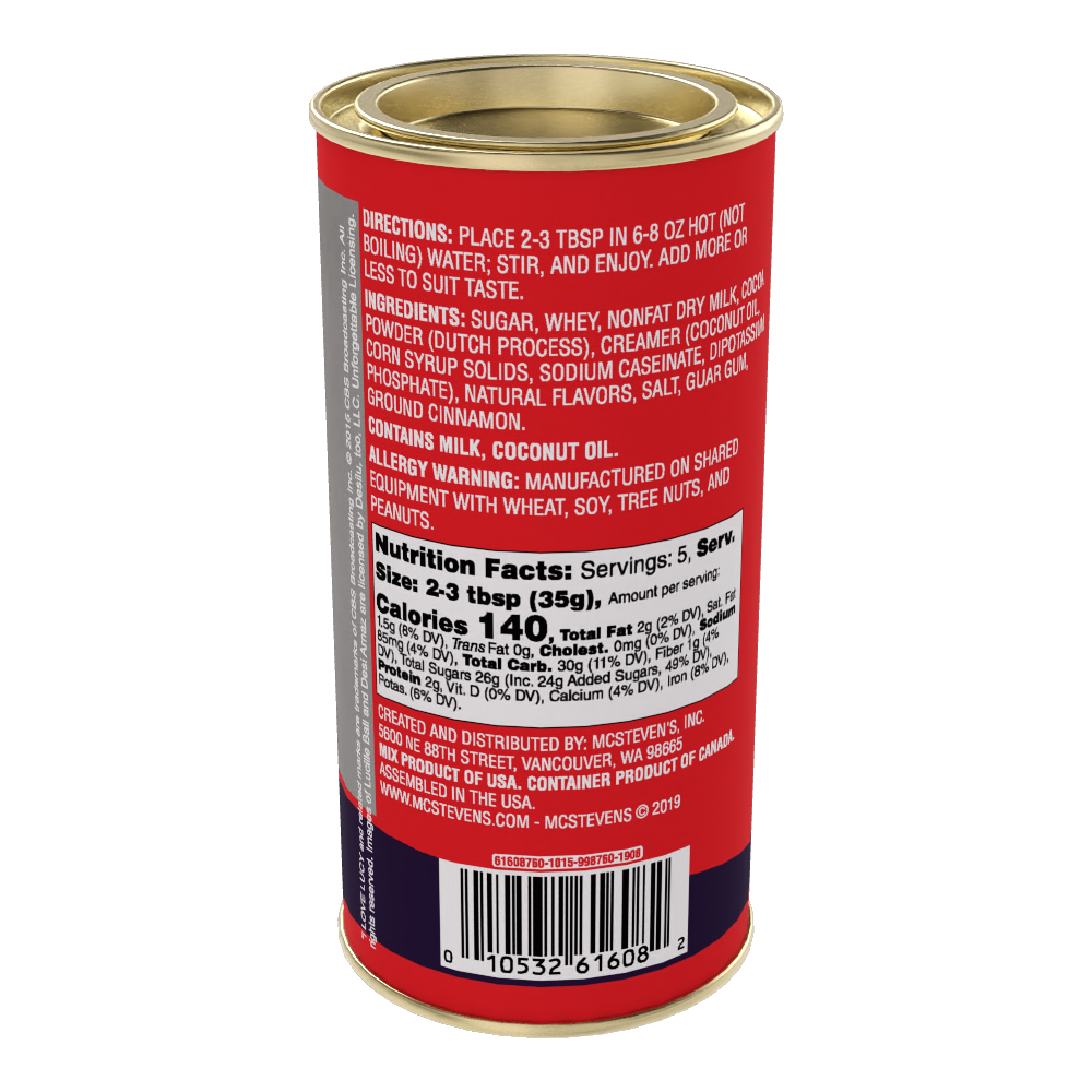 McSteven's - Wholesale Hot Cocoa Mix/Kit - I Love Lucy's© Vitameatavegamin Cinnamon Cocoa (7oz Tins)1