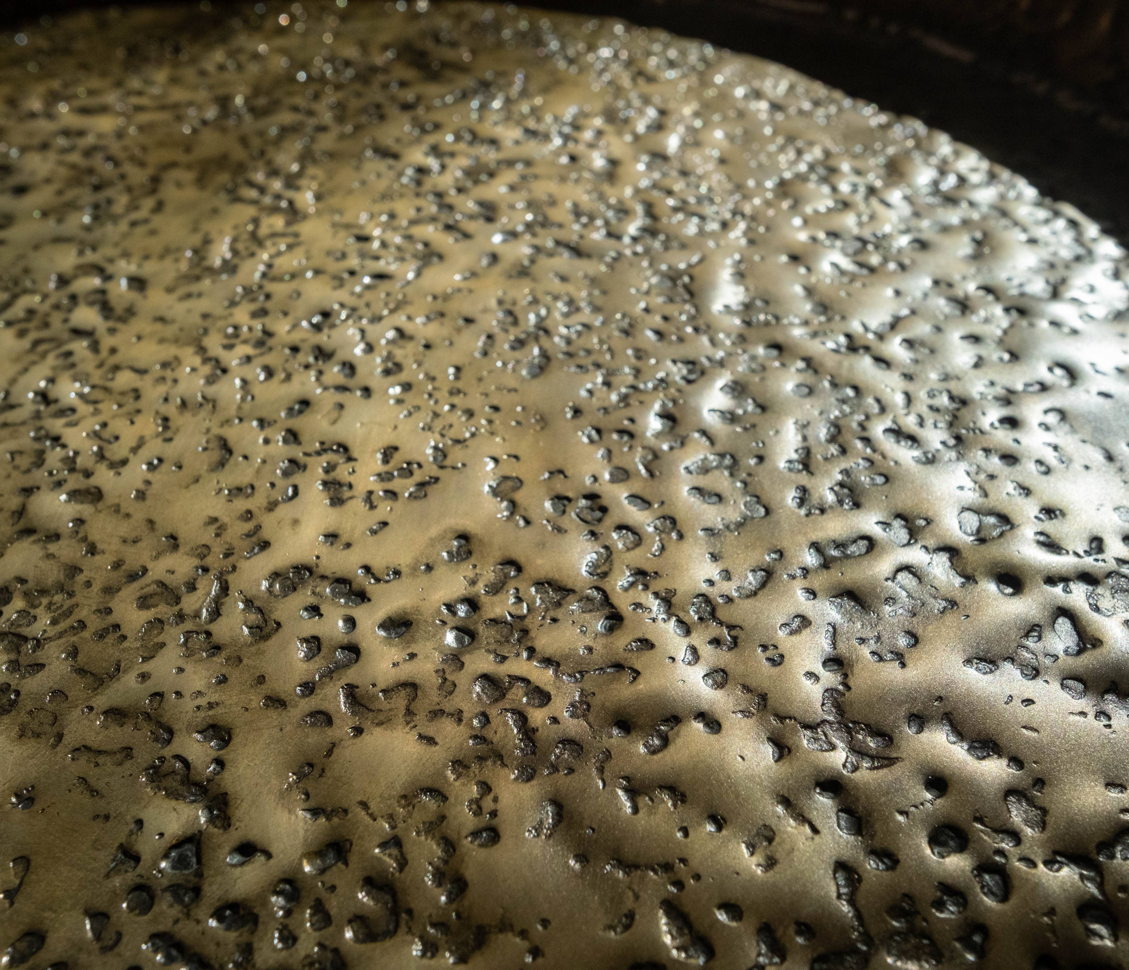 Artisanal - Wholesale Decorative Tray - BigSur Handcrafted Antique Brass Round 20"dia Textured Tray 3