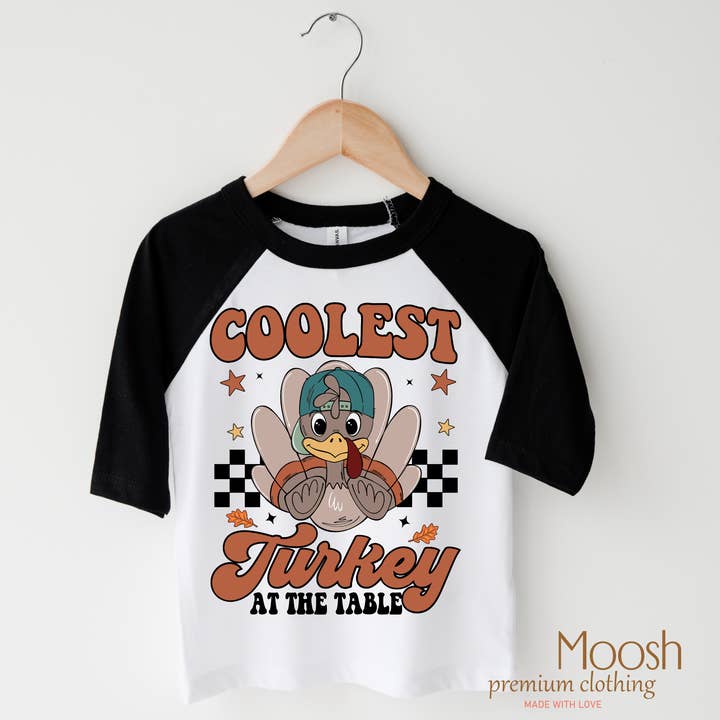Madi Moosh - Wholesale Screen Printed T-Shirt - Kids - Coolest Turkey At The Table Shirt - Thanksgiving Shirt3
