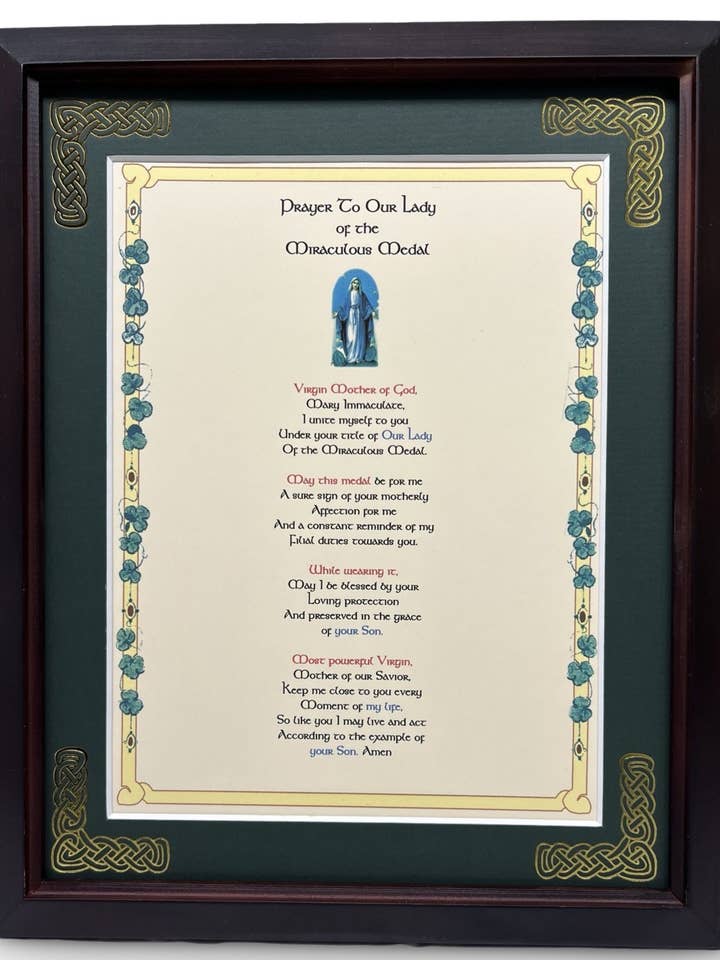 Prayer to Our Lady of the Miraculous Medal for wholesale by Irish Collection
