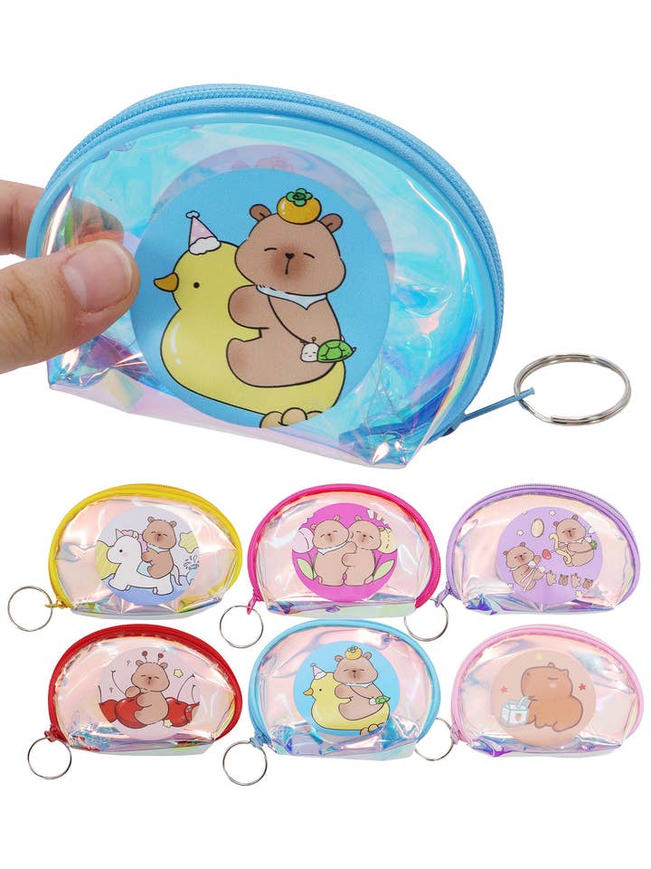 Capybara Holographic Pvc Coin Purse Bag for wholesale by Cap Zone