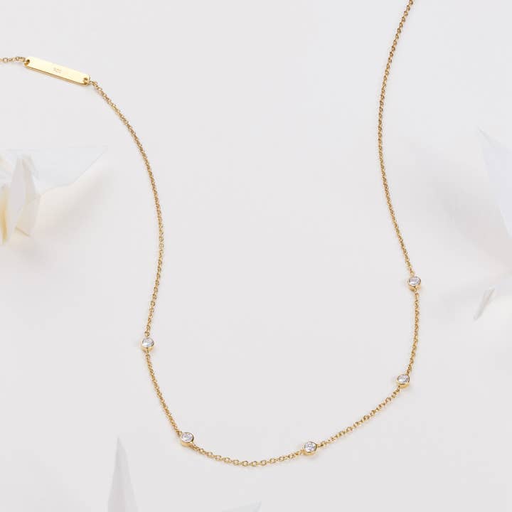 Multi Brilliant Bezel 14K Gold Vermeil Necklace for wholesale by Wanderlust + Co