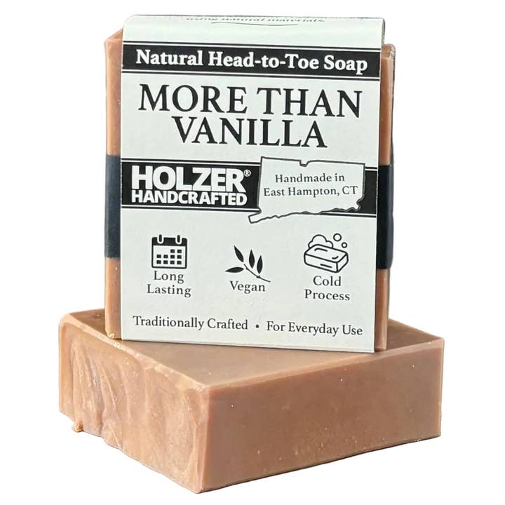 Holzer Handcrafted ® - Wholesale Bar Soap - Handmade Soap Bar | More Than Vanilla - Vanilla + Santal + Shea Butter Scented | Handcrafted Bar Soap | Natural Cold Process | Vegan | 4.5 oz9