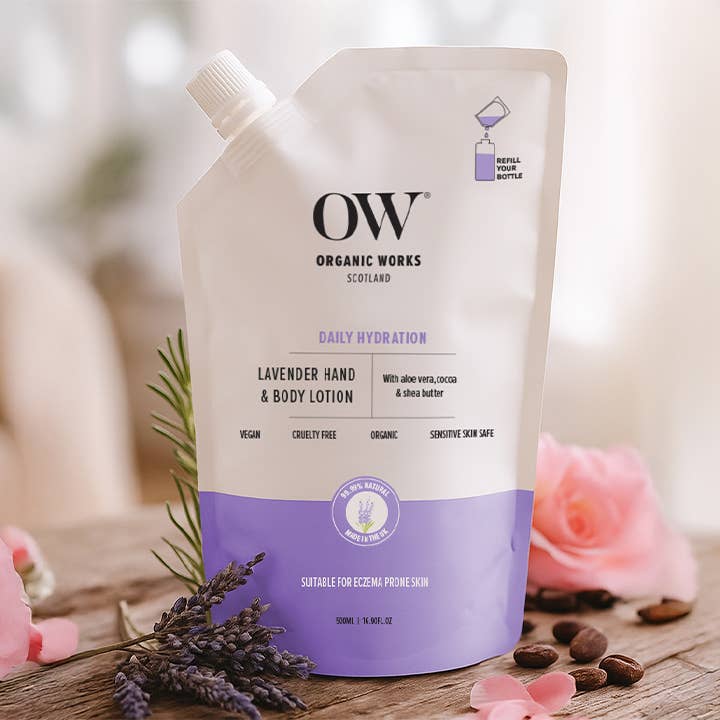 Organic Works – wholesale Hand & body lotion – Lavender Hand & Body Lotion - 500ml Made in Uk6