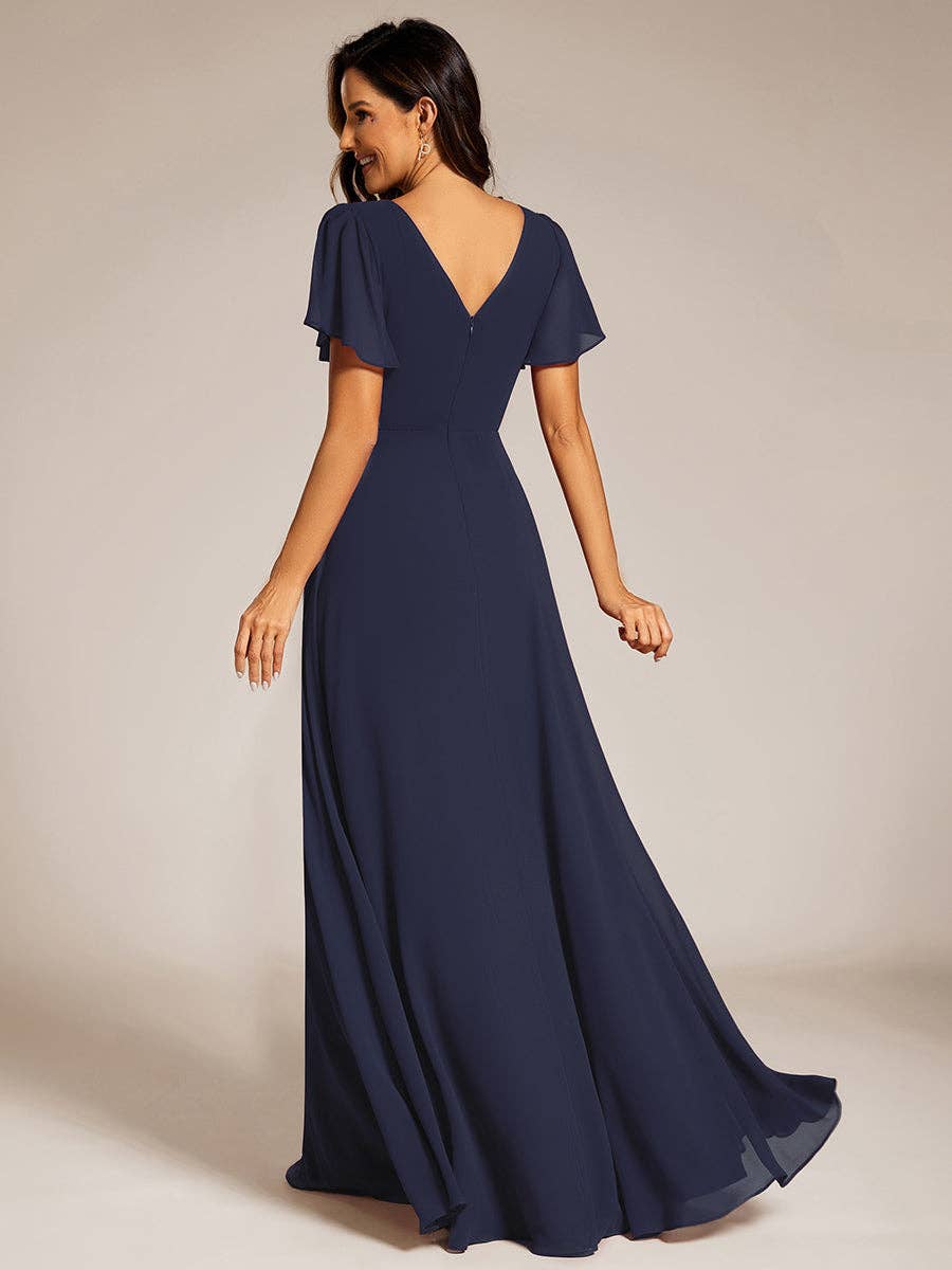 Ever-Pretty - Wholesale Gown - Women's - Midi Length Ruffles Sleeves Chiffon Dresses12