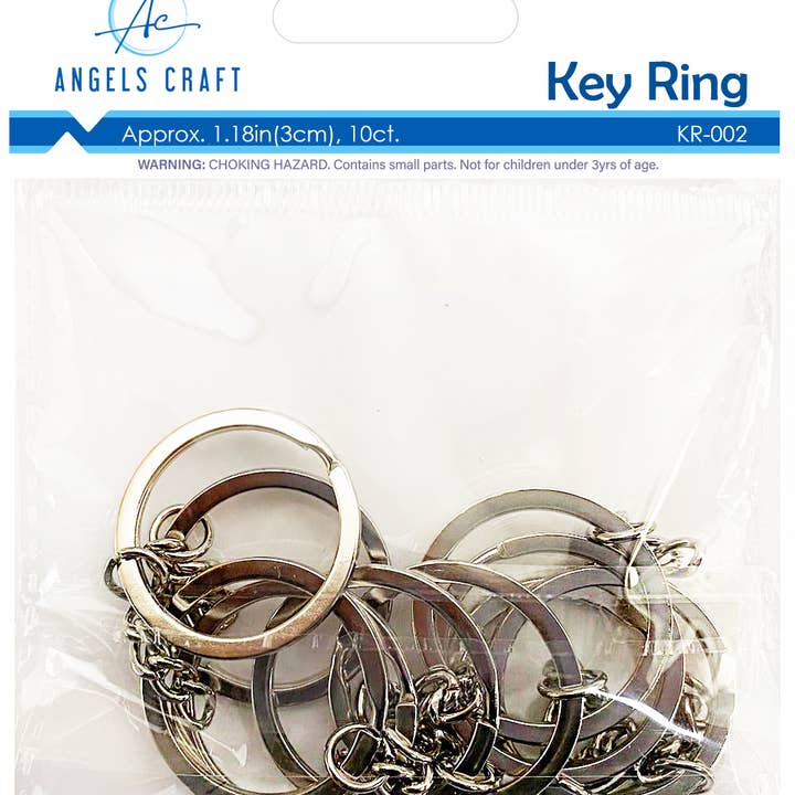 Key Rings w/ Chain, 10-ct for wholesale by Angels Craft