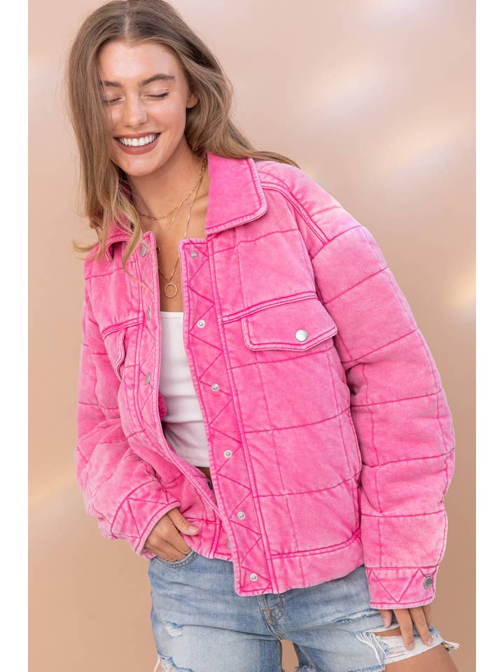 Blue B - Wholesale Jacket - Women's - 22082J - Garment Stone Washed Quilted Pocket Front Jacket11