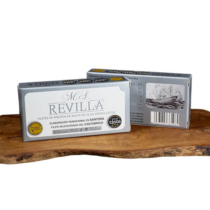Made in Spain – Großhandel Fischkonserven – M.A. Revilla Sardellen – Ölsardinen 50g0