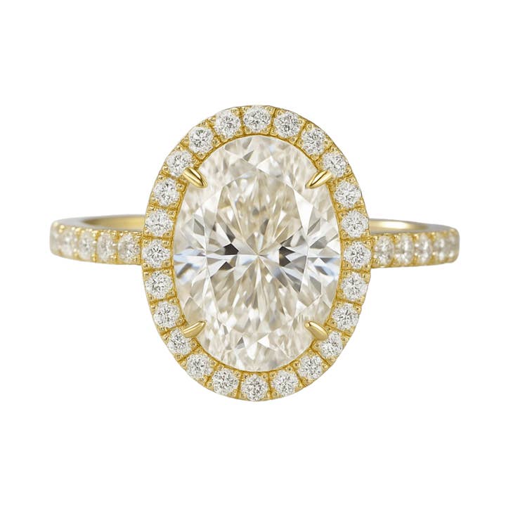 Anillo de Compromiso Clásico de Halo con Corte Oval de 2 Quilates para venta al por mayor de Evara Jewelry