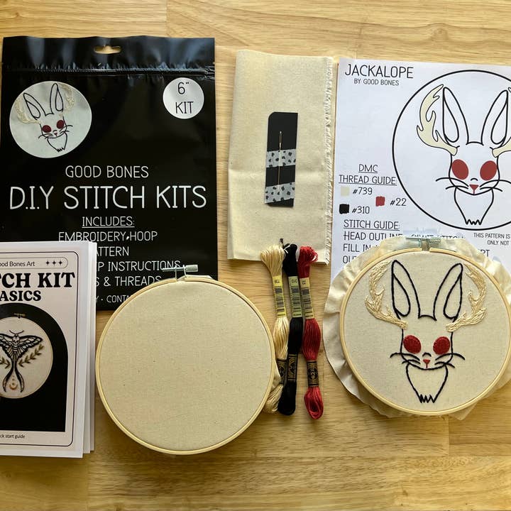 Good bones art - Wholesale DIY Craft Kit - Jackalope embroidery kit 2