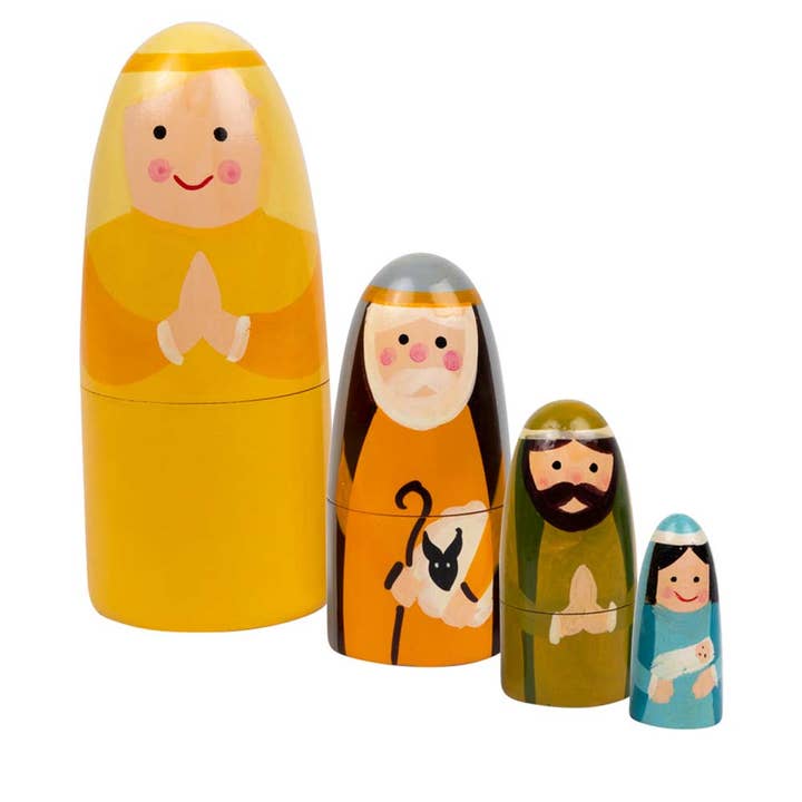 Ten Thousand Villages - Wholesale Nativity Scene Decor - Nesting Doll Nativity *