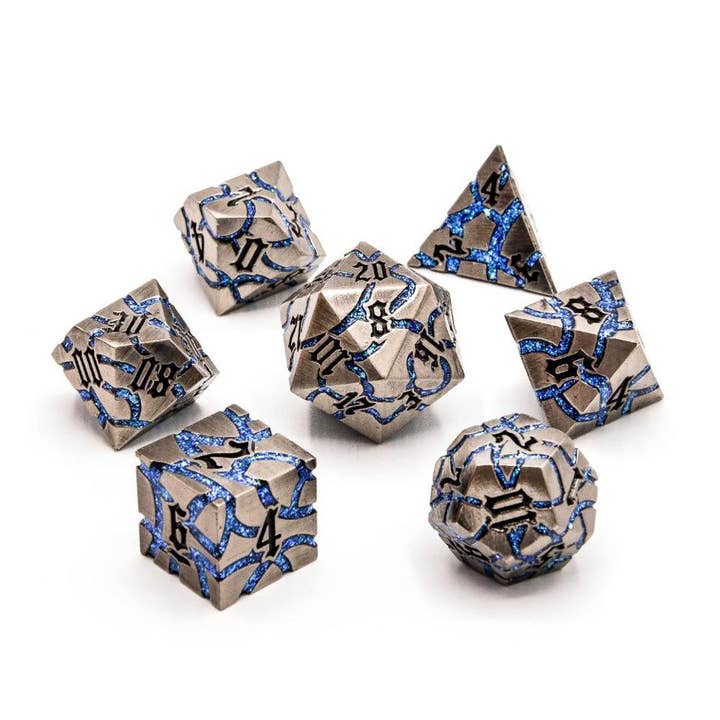 Tabletop Dominion Limited – wholesale Dice – Frostmourne Steel | Solid Metal Dice | 7-Polyhedral Set