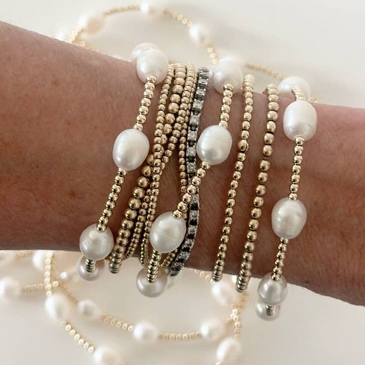 Poppy Pearl Gold Bead Bracelet for wholesale by Jeny Baker Designs