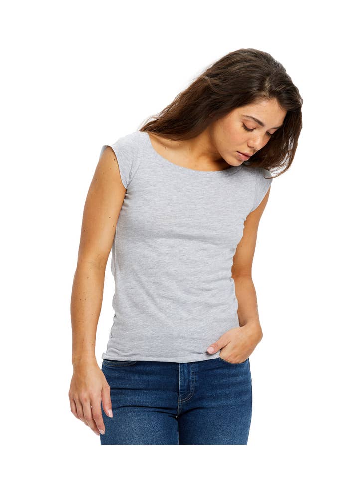 US Blanks - Wholesale T-Shirt - Women's - Women's Cap Sleeve Raw Edge Open Neck9