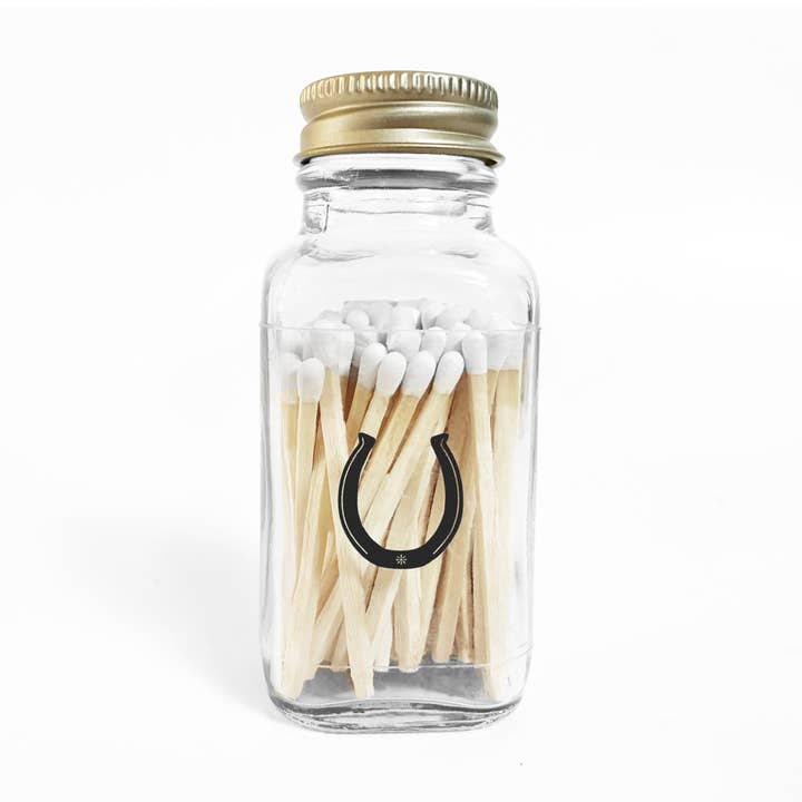 Lucky Horseshoe 2" White Match Jar | Western Match Holder for wholesale by Studio Portmanteau