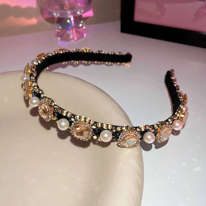 Koninklijke Parels en Strass Hoofdband voor wholesale door PEACH ACCESSORIES