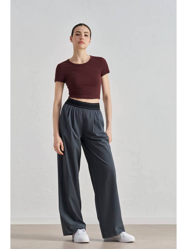 91thelabel - Wholesale Athletic Pants - Women's - Blair Contrast Waistband Ultra Relaxed Wide-Leg Active Pant3